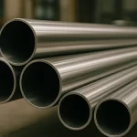 لوله‌های استیل صنعتی براق و صیقلی در انبار